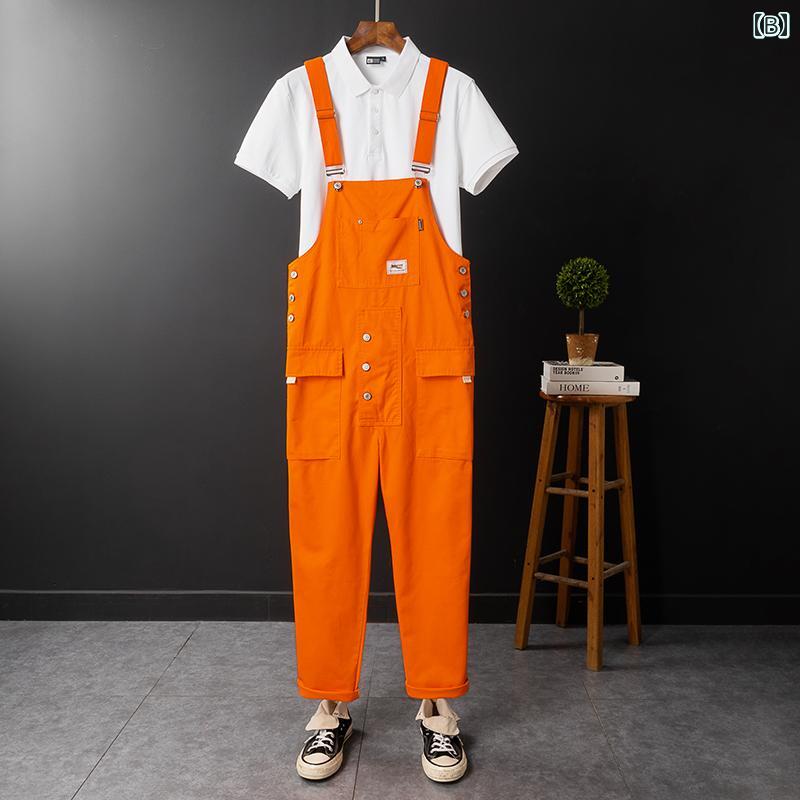 オーバーオール サロペット パンツ メンズ 春夏秋冬 男性 ユニセックス カジュアル コットン サスペンダー ロングパンツ ポケット ジャンプスーツ ワークウェアー 作業着 ゆったりフィット ストレート 防汚