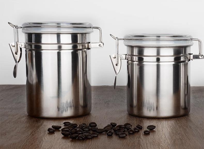 ステンレス製 タバコ 食材入れ コンパクト コーヒー 調味料 料理 キッチン 缶 豆 密封 安心 安全 多用..