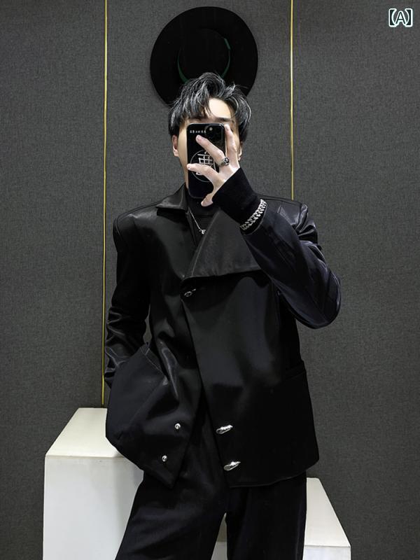 ジャケット ダーク スタイル レトロ スタンドカラー メンズ ステージ 衣装 春秋冬 アウター カジュアル モダン 個性的 スタイリッシュ ストリート 長袖