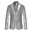 テーラードジャケット メンズ 秋冬 紳士服 カジュアル フェイクレザー ジャケット シングルブレスト スリットなし フラットカラー 軽量 柔らかい ステージ パフォーマンス プロ ブレザー アウター スリムフィット フォーマル