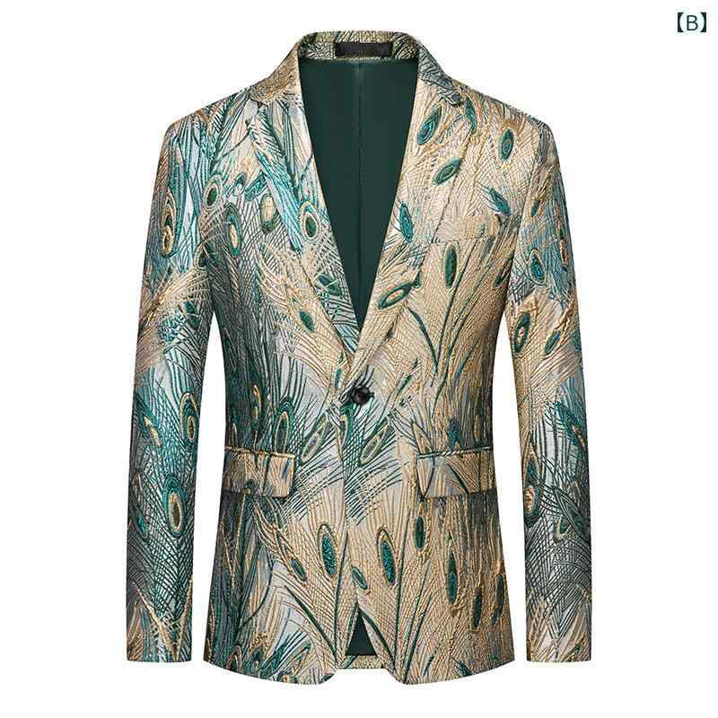 テーラード ジャケット ステージ 衣装 ホスト パリピ メンズ クマ 刺繍 ブレザー 春秋 韓国 スタイル スリムフィット ジャカード 大きい プラス サイズ おしゃれ 柄