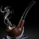 喫煙パイプ 木製 タバコ 煙管 喫煙具 カーブ ストレート 光沢 艶 彫刻 木目 黒 丸底 平底 ブロンズ 乾燥 メンズ ギフト プレゼント 趣味 コレクション...