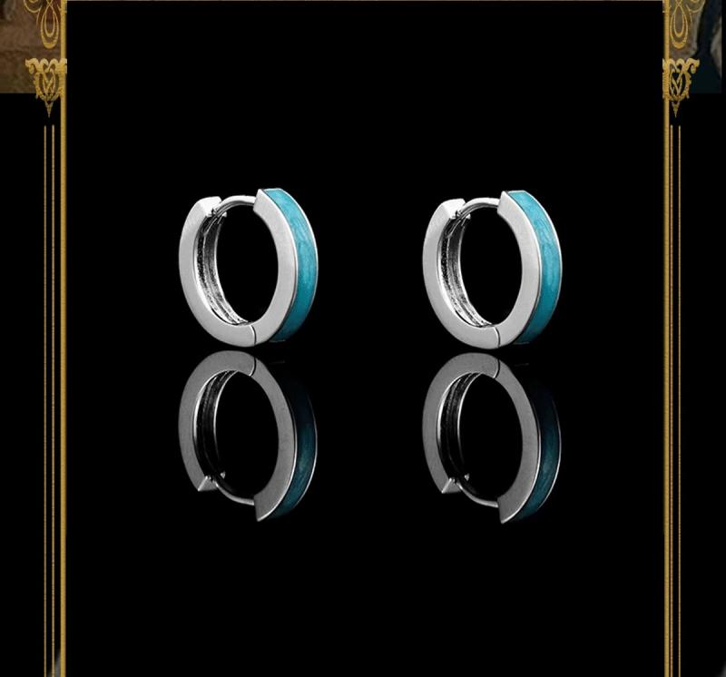 ピアス ブルー S925 シルバー リング アメリカン ヒップホップ メンズ シンプル 男性 おしゃれ カジュアル モダン ユニセックス スタイリッシュ