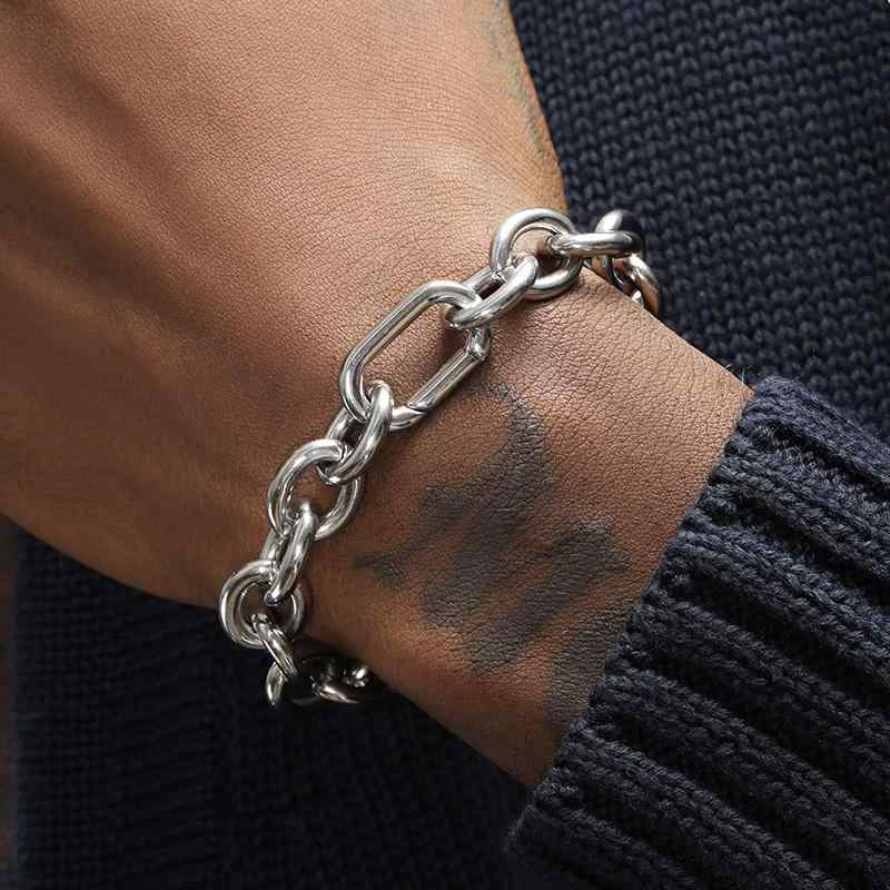ブレスレット ストリート ヒップホップ ローライダー キラキラ アクセサリー メンズ シルバー Oリング チタン鋼 個性 厚手 スタイル ハイエンド カジュアル