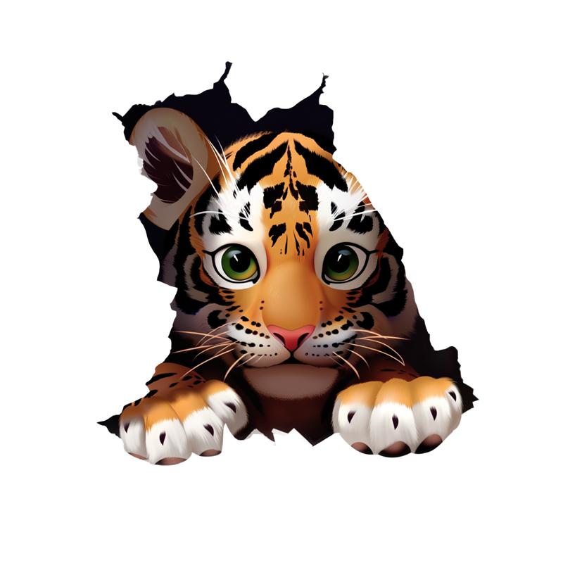 虎 車 ステッカー 3Dアート トリックアート タイガー イラスト ステッカー ボディステッカー カーデコ..