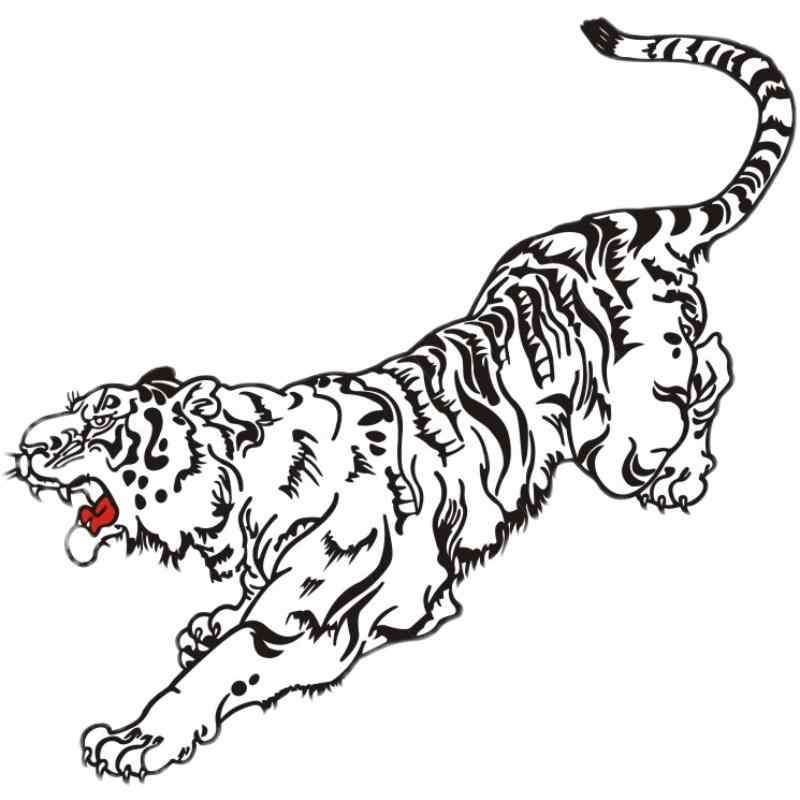 虎 車 ステッカー タイガー 水墨画風 屏風絵 中国 ステッカー ボディステッカー カーデコレーション 装..