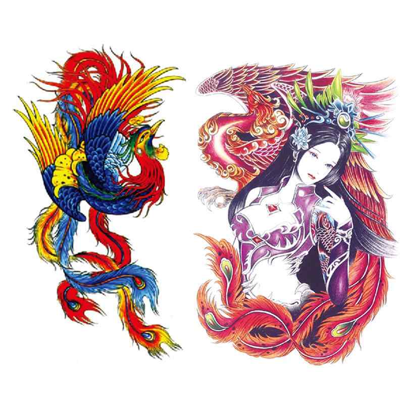 タトゥーシール 女性向け カラー 鮮やか 色味 ボディアート 芸者 セクシー フェニックス カラフル 防水..