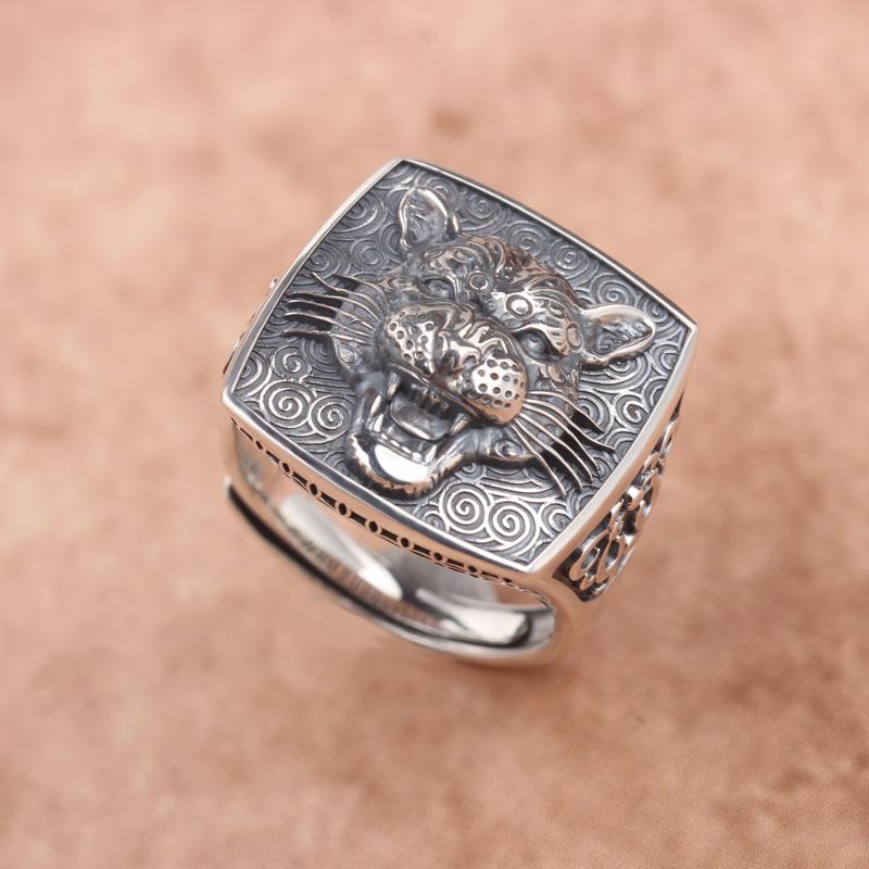 ライオン リング 指輪 アクセサリー ストリート キング ユニセックス シルバー エスニック チャイナ風 ..
