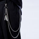 財布 ウォレット チェーン メンズ レディース ウエスト ズボン チェーン 吊り 二重層 金属 鉄 ヒップホップ ビーズ スタイリッシュ カジュアル