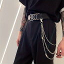 ウォレット チェーン シルバー 3連 多層 ウエストチェーン クロス バッグ チャーム 黒ベルト ヒップホップ ロック パンク ストリート モダン シック クール スマート