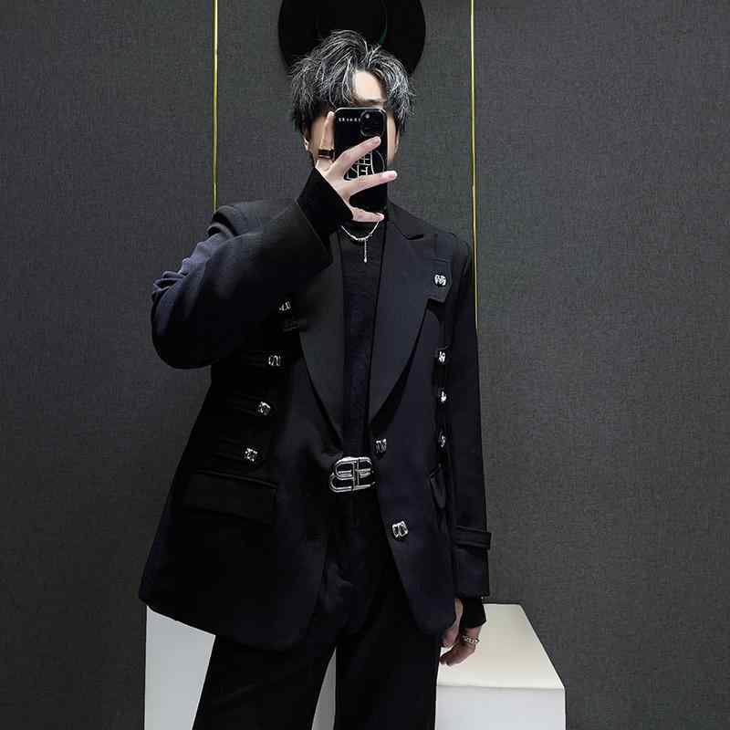 メンズ スーツ 新作 フォーマルスーツ パーティースーツ ボタン装飾 シングルブレスト 秋冬 男性用 おしゃれ トレンディ ファッショナブル