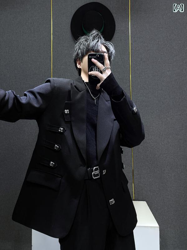 メンズ スーツ 新作 フォーマルスーツ パーティースーツ ボタン装飾 シングルブレスト 秋冬 男性用 おしゃれ トレンディ ファッショナブル