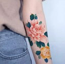 タトゥーシール 女性向け 和風 花 浮世絵 牡丹 フラワー ボディアート 鎖骨 腕 ワンポイント ギャル レトロ ストリート アーム レディース 防水 長持ち ...