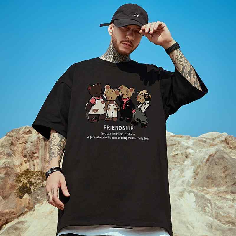 Other - オーバーサイズ Tシャツ ゆったり 大きめサイズ シンプル 半袖 スタイリッシュ メンズ 夏 くまプリント ユニーク アメリカン カップルお揃い かわいい 部屋着 リラクシング ユニセックス