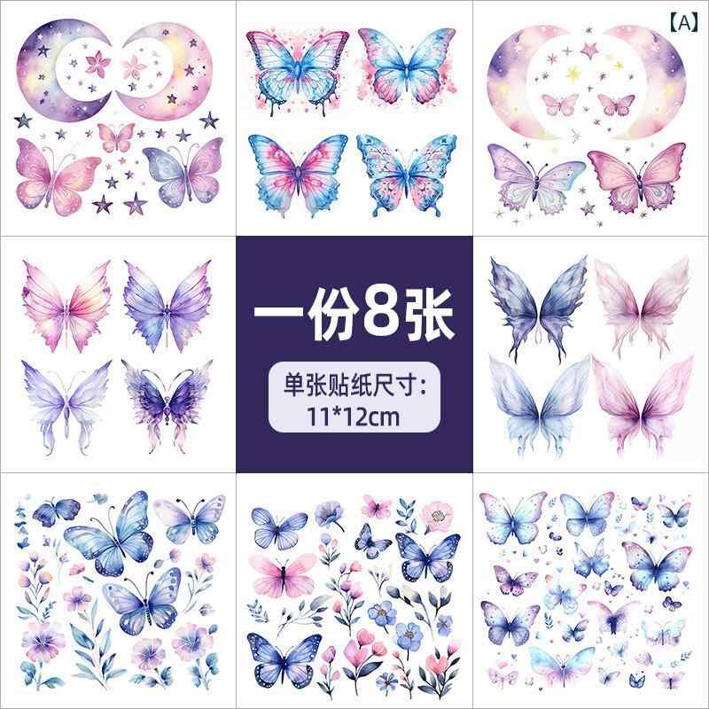 Hanbok Homeのタトゥー ファンタジー パープル 蝶 ステッカー シール 防水 指 小さい パターン 鎖骨 美しい アート レディース ファッション 個性 アクセント フェミニン｜アングル2