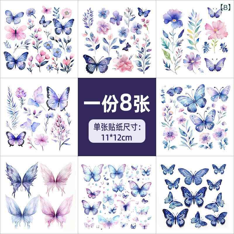 Hanbok Homeのタトゥー ファンタジー パープル 蝶 ステッカー シール 防水 指 小さい パターン 鎖骨 美しい アート レディース ファッション 個性 アクセント フェミニン｜アングル3