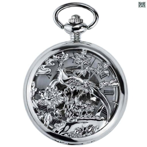 懐中時計 ローマ数字 黒 ブロンズ シルバー 彫刻 鳥 透かし彫り フリップカバー スケルトン ペンダント 工芸品 記念品 ギフト レトロ シック アクセサリー 懐中時計 ローマ数字 黒 ブロンズ シルバー 彫刻 鳥 透かし彫り フリップカバー スケルトン ペンダント 工芸品 記念品 ギフト レトロ シック アクセサリー