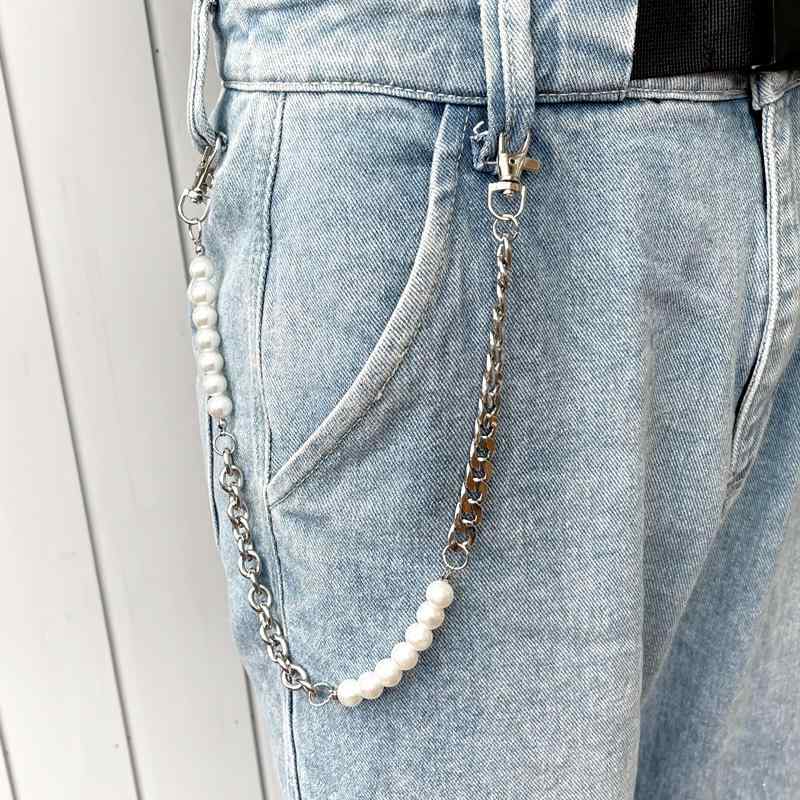 パンツ ウォレットチェーン パール ウエスト 女性 男性 エレガント ビーズ アクセサリー 春 ジーンズ ..