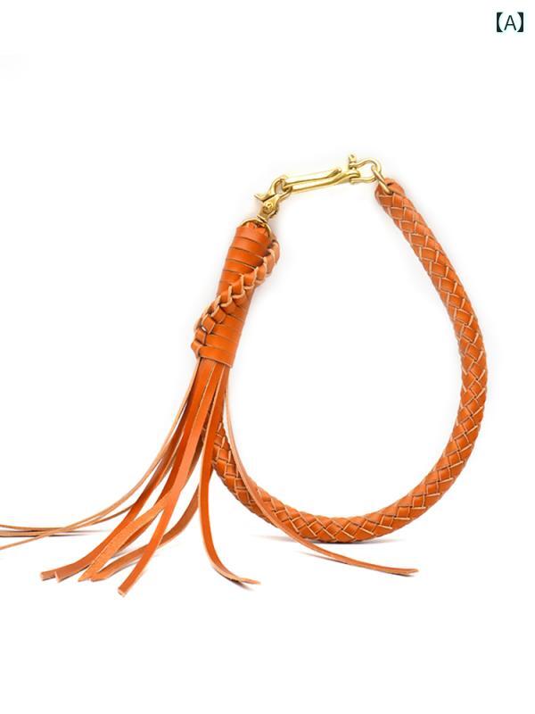 パンツ ウォレットチェーン 牛革 編み込み ウエスト ズボン レトロ 頑丈 ストラップ アンティーク 盗難防止 ロープ アクセサリー