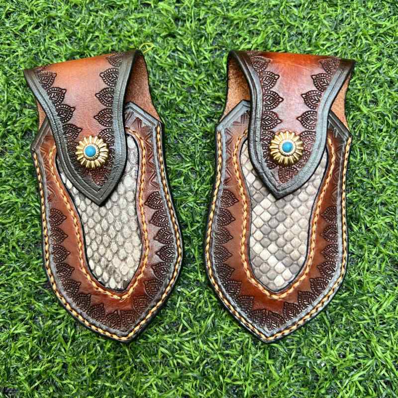 ナイフケース アウトドア サバイバル おしゃれ 牛革 折りたたみナイフ シース 屋外 ポータブル ウエス..