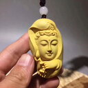 観音 アクセサリー 小物 木製 おしゃれ 装飾品 ツゲ 彫刻 頭 ペンダント 無垢材 平和 カー バッグ プレゼント 工芸品 仏像 木彫り フィギュア ユニーク(3)