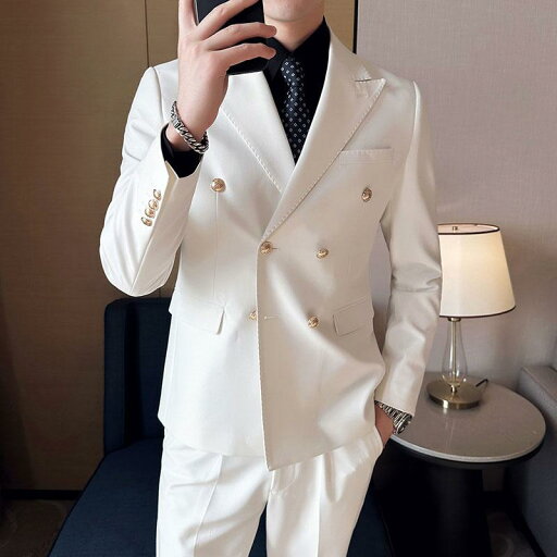 紳士服 スーツ ジャケット 上下 セットアップ パンツ シャツ セット品 ホワイト ハイエンド カジュアル ビジネス ダブルブレスト 英国紳士 パーティー ゴールドボタン ダークグリーン 衣装 映え 紳士服 スーツ ジャケット 上下 セットアップ パンツ シャツ セット品 ホワイト ハイエンド カジュアル ビジネス ダブルブレスト 英国紳士 パーティー ゴールドボタン ダークグリーン 衣装 映え