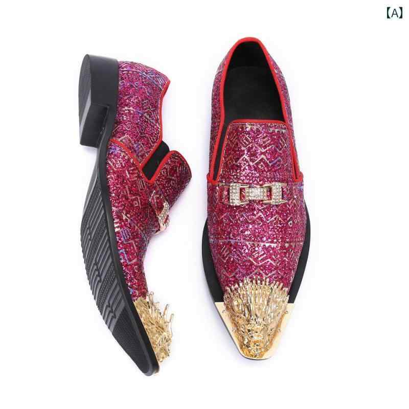 Hanbok Homeのパフォーマンス シューズ レザー PU ハイヒール 高級感 革靴 韓国 スタイル メンズ ファッション シューズ ゆったり パーティー ステージ モード 個性 デザイン エレガント｜アングル2