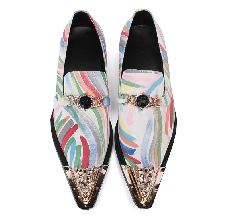 紳士靴 革靴 レインボー カラフル 鉄 ポインテッドトゥ シューズ ゴールド イカツめ パーティー メンズ..