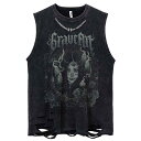 ノースリーブ タンクトップ ダーク ゴシック プリント アート メンズ レディース オーバーサイズ Tシャツ パンク カジュアル ブラック