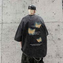Tシャツ メンズ レディース トップス ヒップホップ 蝶 プリント 夏 ウォッシュ加工 ストリート 半袖 カジュアル