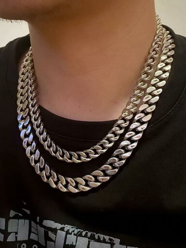 ネックレス HIPHOP ジュエリー ユニセックス 10mm ブラッシュ キューバ メンズ ヒップホップ レディース ショート つや消し レタリング キューバ リンク チェーン ネックレス HIPHOP ジュエリー ユニセックス 10mm ブラッシュ キューバ メンズ ヒップホップ レディース ショート つや消し レタリング キューバ リンク チェーン