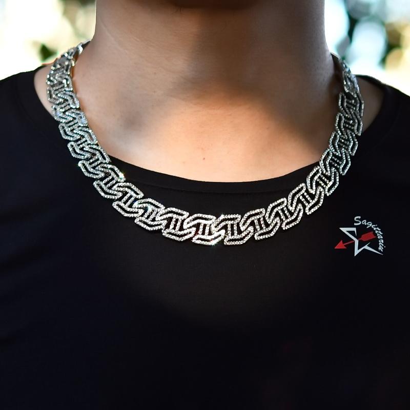 ネックレス HIPHOP ジュエリー ユニセックス 散りばめられた タンク メカ キューバ チェーン 16 mm フ..