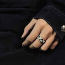 指輪 ヒップホップ アクセサリー テール リング チャイナ風 チタン鋼 白 黒 市松模様 指輪 ファッション カジュアル メンズ レディース ラッパー ローライ...