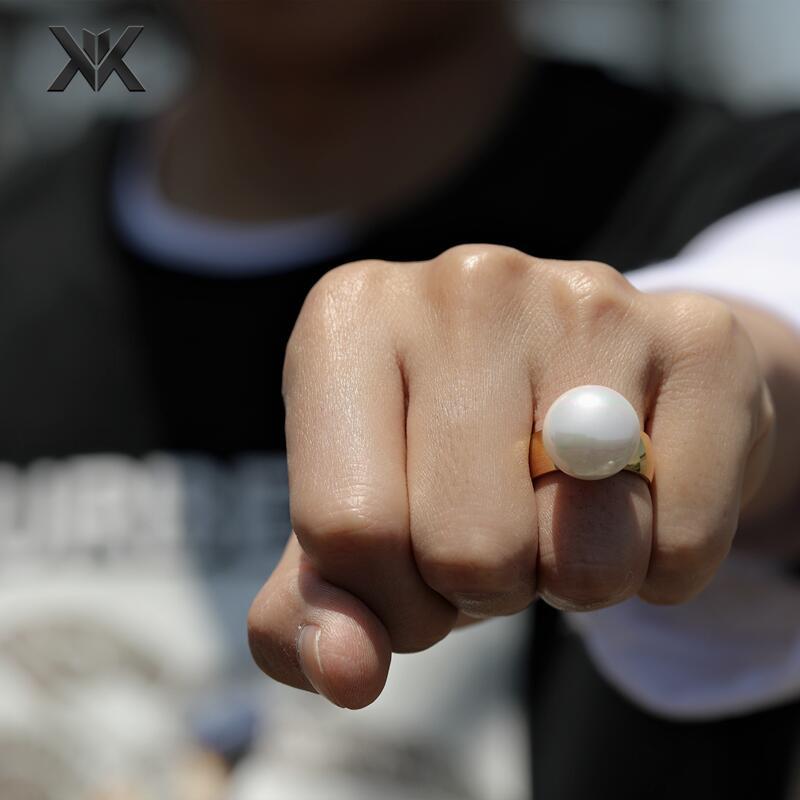 指輪 ヒップホップ アクセサリー テール リング チタン鋼 卵型 パール ストリート ファッション カジュ..