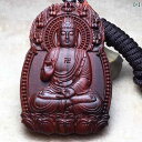 ネックレス ペンダント 仏陀 インド製 小葉 紅檀 十二支 守護神 ギフト 文殊菩薩 普賢菩薩 千手観音