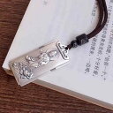 ペンダント 仏教 アクセサリー 安全 健全 シルバー スクエアプレート 999 銀 レトロ エスニック 観音 猿 王 ギフト メンズ レディース シルバー