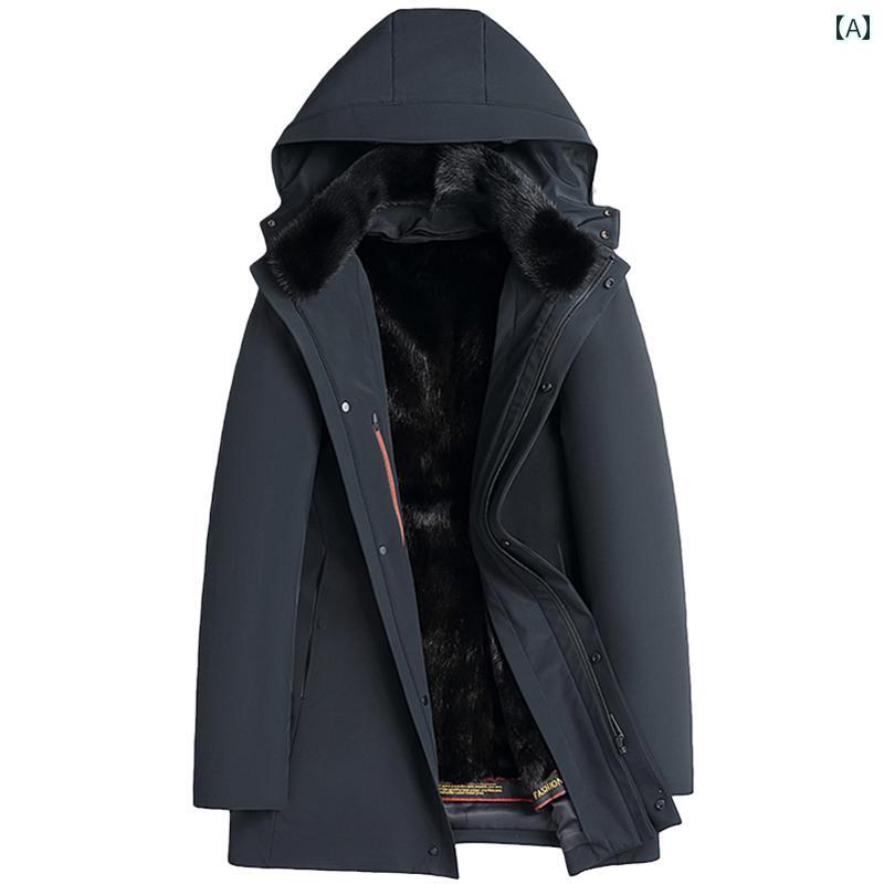 コート アウター パーカー メンズ 革 レザージャケット ミドル丈 コート ファー カジュアル 暖かい 高級感 スタイリッシュ ソフト エレガント 耐久性 モダン
