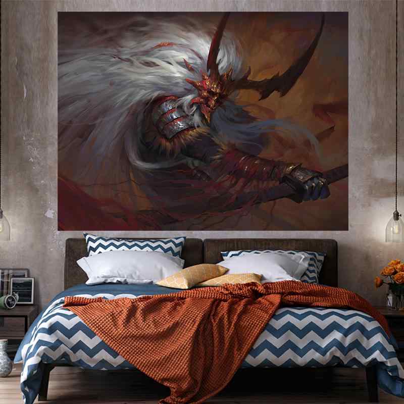 タペストリー インテリア アート 武士 サムライ デジタルアート 和風 レトロ モダン 戦士 吊り絵 絵画 部屋 飾り 背景 壁 タトゥー 装飾 居酒屋 浮世絵 吊り布 かっこいい お侍さん