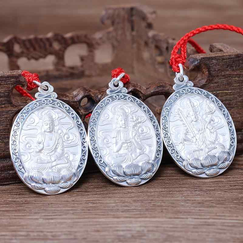ペンダント 仏教 高級感 八大守護神 出生 仏 S999 普賢 観音菩薩 ソリッド レトロ シルバー アクセサリ..