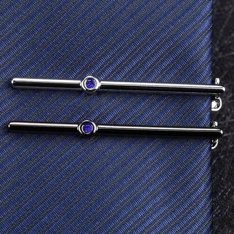 ネクタイピン シルバー ブラック ラインストーン クリップ スリム 細い ギフト ビジネス 通勤 シンプル シック スマート エレガント モダン おしゃれ