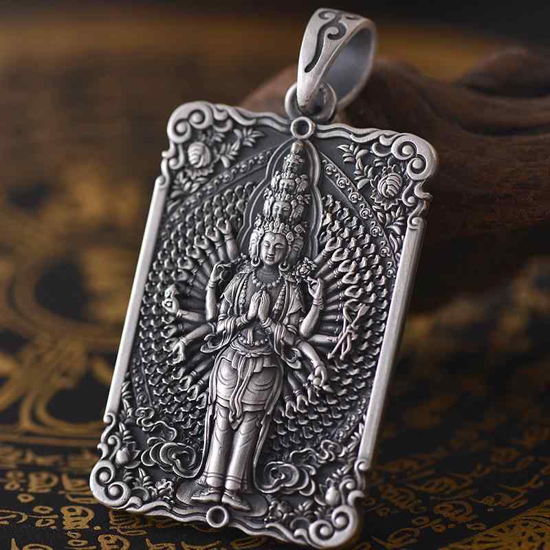 仏教 ペンダント 999 シルバー 千手観音 メンズ お守り シルバーネックレス 干支 ネズミ 出生 仏陀 新年 ギフト