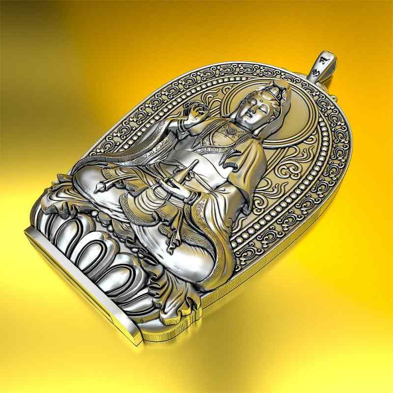 仏教 ペンダント 観音 S999 シルバー 男女兼用 蓮 菩薩新 銀 シンプル アクセサリー お守り おしゃれ ..