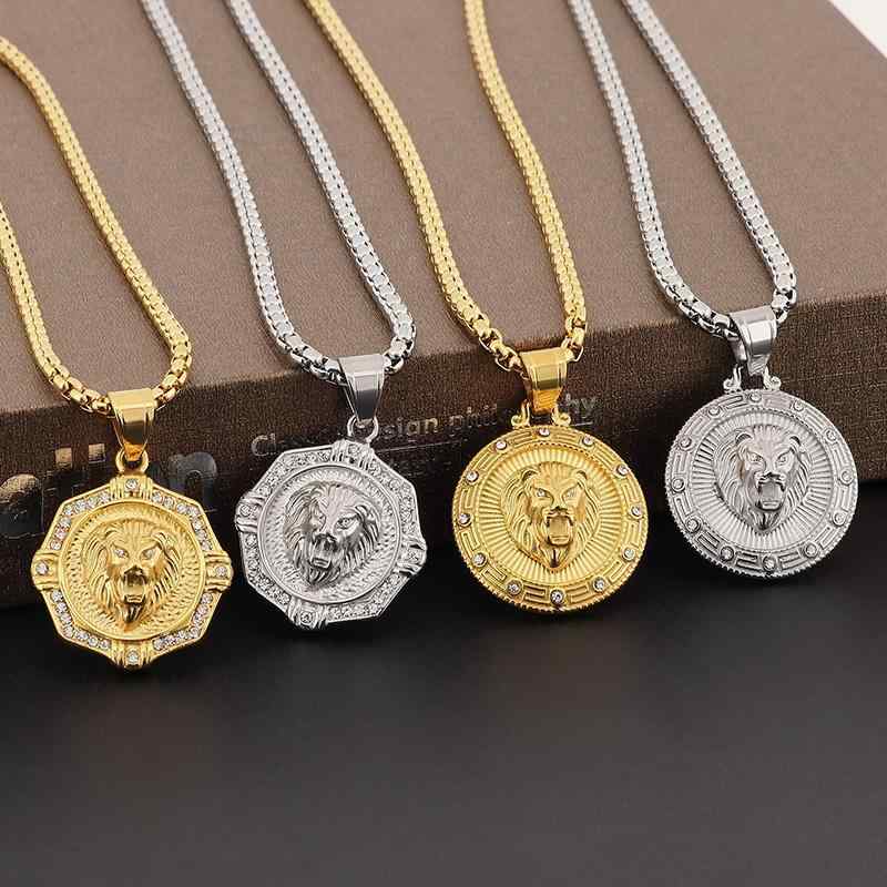ライオン ヘッド メンズ アメリカン ヒップホップ アクセサリー ネックレス 獣王 ペンダント ラインストーン チタン エレガント 高級感 ユニーク おしゃれ ファッション クラシック
