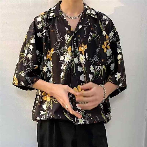 シャツ トップス メンズ カジュアル シャツ 夏 大きいサイズ 薄手 和風 レトロ 黄色 花柄 男性 半袖 ゆったり ジャケット シャツ トップス メンズ カジュアル シャツ 夏 大きいサイズ 薄手 和風 レトロ 黄色 花柄 男性 半袖 ゆったり ジャケット