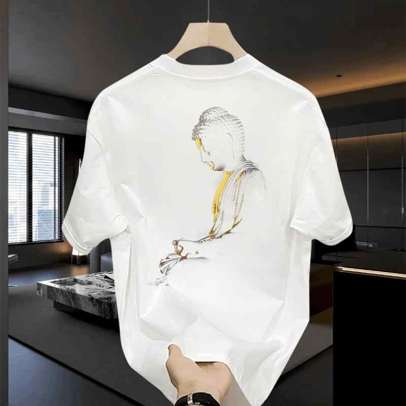 Tシャツ 佛 レディース チャイナ風 スピリチュアル メンズ カジュアル ストリート 個性 ラウンドネック..