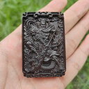 関羽 ペンダント アクセサリー 黒檀 木製 彫刻 関公 皇帝 龍 守護 ネックレス 手持ち 装飾 カジュアル レトロ 古風 メンズ レディース ユニセックス ペ...