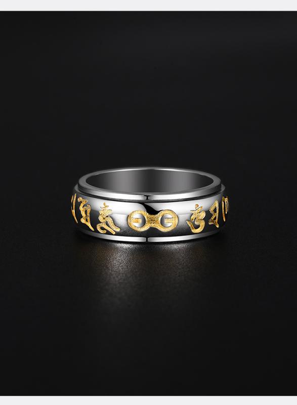 指輪 シルバー マントラ メンズ リング 人差し指 シングル レトロ ジュエリー アクセサリー アンティー..