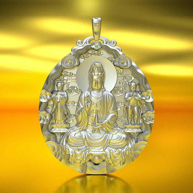 メンズ レディース シルバー 観音菩薩 ペンダント ネックレス タグ プレート レトロ ファッション ギフト お守り