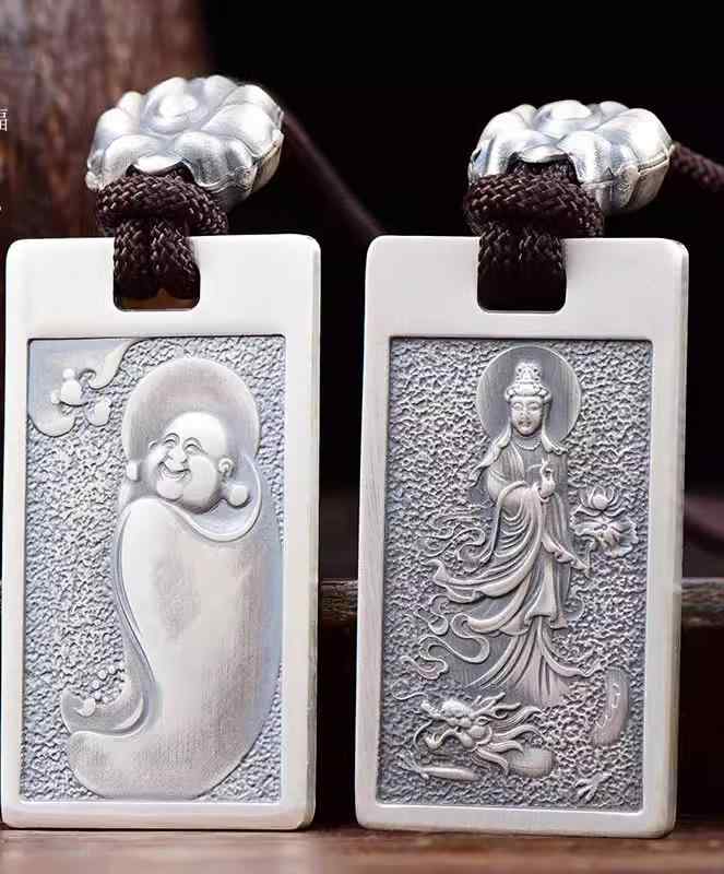 ペンダント ネックレス 銀 観音菩薩 弥勒仏 レトロ 男性 女性 カップル シルバー ギフト 伝統 エスニック 高級感 シンプル