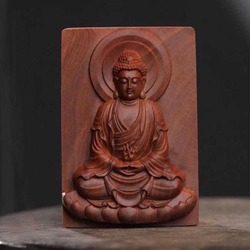 仏教 ペンダント 白檀 干支 ユニーク シンプル 木彫り 仏 ネックレス ユニセックス 観音 お守り スピリチュアル 木製 アクセサリー ギフト